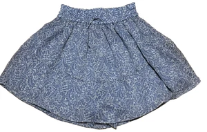 NEW Zara Elastic Waist Skirt Girls 13-14 Blue Floral Print Lined Drawstring - Picture 1 of 12