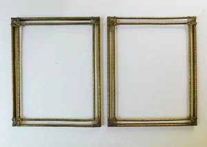 Lot of 2 Vintage Ornate Leafy Gold Tone Metal Picture Frames Holds 8 ½ x 10 ½ - Picture 1 of 6