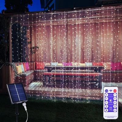 300LED Solar Curtain Lights - Outdoor/Indoor Solar String Lights with 8 Modes... - Image 1 of 4