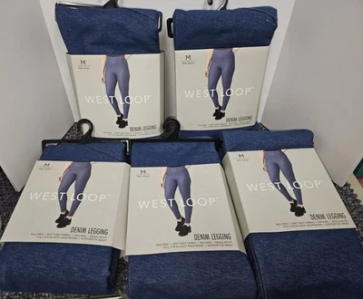 5 X West Loop Women's Denim Mid Rise Leggings Tag Free MEDIUM - Soft Knit Fabric - Image 1 of 2