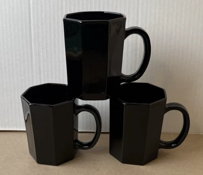 Tazas de café de vidrio negro Arcoroc Octime (3) Francia Foto 1 de 4