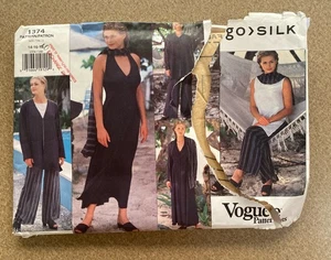 Vogue go SILK Pattern #1374 Size 14-16-18 Jacket Vest Dress Shirt Scarf UNCUT FF - Picture 1 of 17