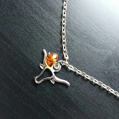 Tobillera, Longhorn Bull Naranja Cuentas 10" Cadena Plata Nuevo de Lote Antiguo Joyería de Moda Foto 1 de 4