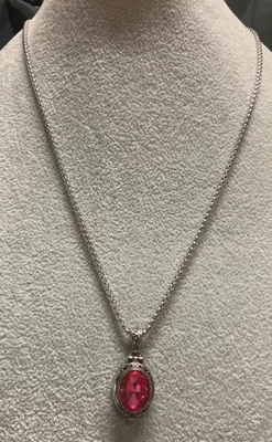 Collana Ciondolo Contenitore Cabochon Fucsia - Immagine 1 di 4