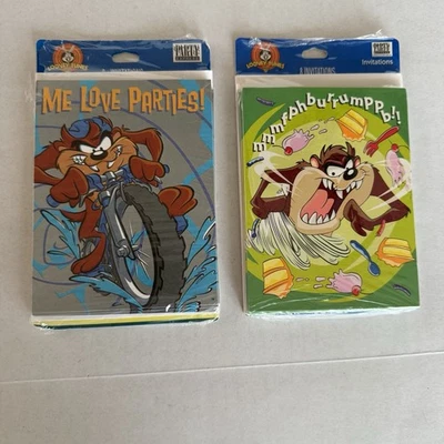 De colección Looney Tunes Tasmanian Devil Invitaciones de Cumpleaños 2 Paquetes 8 Tarjetas Cada 1997 Foto 1 de 4