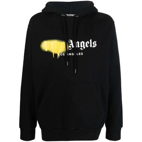 Felpa nera con cappuccio Palm Angels LA vernice spray logo