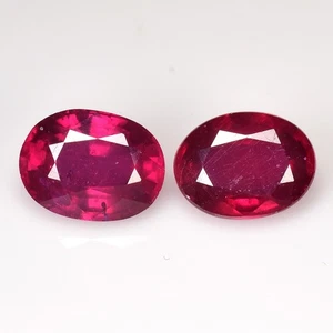 3.72 Cts Pinkish Red Ruby Pair [2 Pcs] Oval Cut Natural Loose Gemstone Africa - Picture 1 of 3