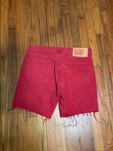 vintage levis Strauss 501 red Men’s cut off shorts Jorts Y2K Button Fly Skate - Picture 1 of 6