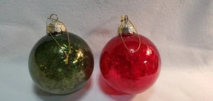 Weihnachten Ornmanet hängend groß 4" funkelnd rot/grün 2er Set - Bild 1 von 6