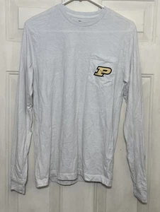 T-shirt manica lunga Purdue Boilermaker Champion bianca grafica - Taglia Small - Foto 1 di 3