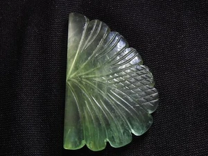 Green Fluorite Carved Cabochon 44X26X8 MM Approx Fancy Shape Handmade Gemstone - Picture 1 of 10