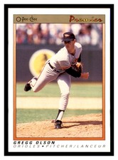 1991 O-Pee-Chee Premier #92 GREGG OLSON Baltimore Orioles ~E9G