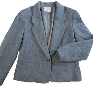 Vintage USA Made Pendleton Petite Womens Sz 10 100% Wool Gray Blazer Jacket Coat