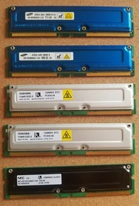 2 Samsung RAM Memory Module 128MB PC600-53 RDRAM RIMM non-ECC MR16R0828AN1-CG6DF - Picture 1 of 3