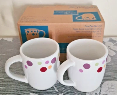 THE PAMPERED CHEF Set of 2 Dots Coffee Cups Mugs # 2073 Simple Additions NEW - Image 1 of 4
