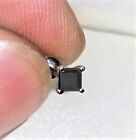 Lab Created 4mm Princess Onyx Black Nose Piercing Screw Stud Pin 925 Silver