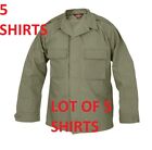 Mens Work Shirts Long Sleeve Medium Heavy Duty Army Green Olive Drab Lot of 5