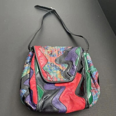 Bolso de Hombro Cartera Multicolor Estilo Cuero JR Vintage Años 80 90 Multicolor Foto 1 de 4