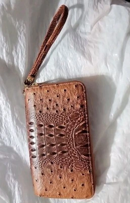 Bolso sin asas de mano Cartera Bolso REPÚBLICA VEGANO IMITACIÓN CUERO AVESTRUZ Color Bronce Foto 1 de 3