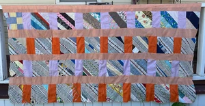 Vgt Primitive Hand Made Scrappy Strip Pattern Multi Color Quilt 62" X 49" - Picture 1 of 4