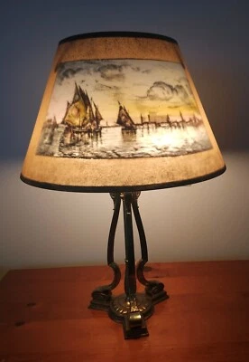 Unusual Pairpoint Reverse Painted Ship Ocean Nautical Sailing Scene Table Lamp - Image 1 of 4
