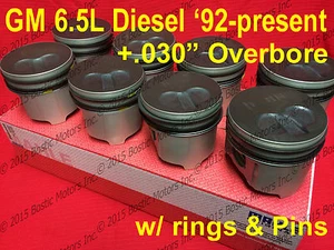 6.5 6.5L Diesel Pistons +.030 1992-02 MAHLE Coated (set of 8) GM Chevy w/ Rings - Picture 1 of 1