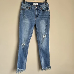 Free People Medium Wash Great Heights Fray Hem Distressed Skinny Jeans Size 26 - Picture 1 of 5
