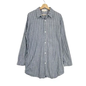 SMR DAYS Slub Collared Cotton Button Down Shirt Striped Blue Size Medium Mens - Picture 1 of 9