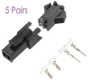 JST-SM 2 Pin 2.5mm Pitch Male and Female Plug Housing with Pins - 5 Sets - Picture 1 of 1