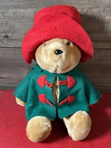 Sears 1996 Vintage Paddington Bear Red Hat Green Coat Christmas Bear 17 Inches - Picture 1 of 5