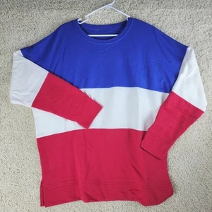 Women's 2X Color Block Striped Sweatshirt – Casual Long Sleeve Top - Picture 1 of 13