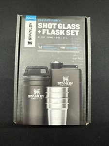 Stanley The Pre-Party Stainless Steel Shot Glass (4x2oz) + Flask Set (8oz) NEW  - Picture 1 of 3