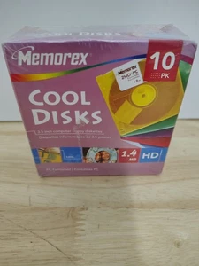 10er Pack Memorex 2HD 3,5" Computer Disketten PC Format Cool Disks - Neu Versiegelt - Bild 1 von 2