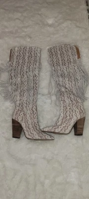 Botas hasta la rodilla para mujer con cordones y cremallera, tacón corto, 8,5 Foto 1 de 3