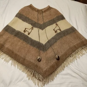 Bezaubernder Damen Vintage 70er Jahre Alpaka Wolle Poncho Top Zustand (Medium) - Bild 1 von 7