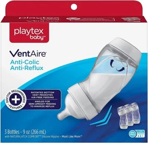 Playtex Baby VentAire Anti-Colic Feeding Bottles 9 Ounce 3 Pack Excellent Cond. - Picture 1 of 6