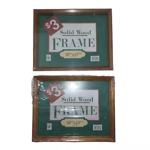 Set Of 2 Vintage Solid Oak Wood Wall Glass Frame 10”x 13” Made In USA & Hardware - Picture 1 of 14