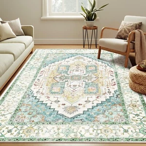 Washable 5x7 Area Rugs, Rugs for Living Room, Low-Pile Water&Stain Resistant ... - Picture 1 of 9