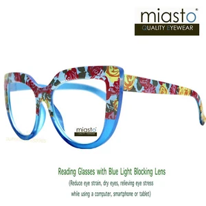 MIASTO "JACKIE O" CUADRADO OJO DE GATO COMPUTADORA GAFAS DE LECTURA + 2,50 ROSA ~ GRAN TAMAÑO - Imagen 1 de 2