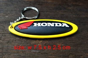 Honda Amarillo Llavero Ovalado Goma Moto Carreras Motocicleta Regalo - Imagen 1 de 9