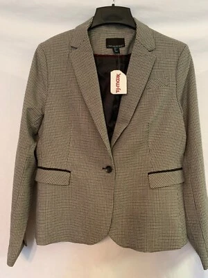 Cynthia Rowley NWT Black & White Hounds Tooth Blazer Size L Lined  - Image 1 of 4