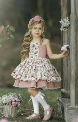 Nuevo con etiquetas Vestido Dollcake Anna Rosa Floral Talla 9 Incluye Dos Lazos a Juego Foto 1 de 4