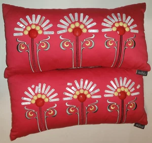 2 Accent Pillows Small Red for Bed Sofa or Chair 17 x 8 1/2 inches - Picture 1 of 3