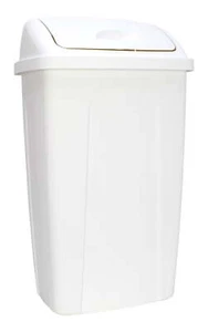 13 Gallon Trash Can, Plastic Swing Top Kitchen Trash Can, White - Picture 1 of 6
