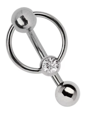 Titan Intimo Piercing Pancia Spina Banana 5mm Palla Foro + Bcr Con Cristallo - Immagine 1 di 2