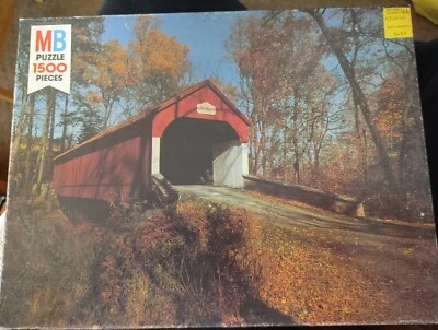 Milton Bradley Vintage York Jigsaw Puzzle 1500 Pieces - Haupt Mill Bridge, PA - Image 1 of 2