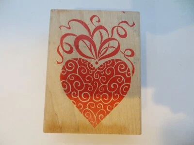 Rubber Stamp FANCY HEART 190H All Night Media Anna Griffin USA Valentines Day  - Image 1 of 4