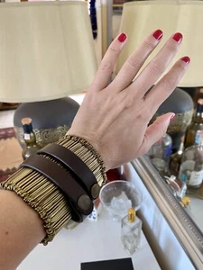 ASOS Armband Messing Mehrstrang Leder Designer Gladiator armreif - Bild 1 von 7