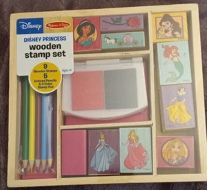 NUEVO Juego de estampillas de madera de princesa Melissa & Doug Disney estampillas, tinta, lápices de colores - Imagen 1 de 3
