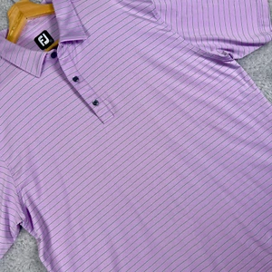 FootJoy Golf Polo Shirt Performance Purple Striped Men’s 2XL No Club Logo - Picture 1 of 8